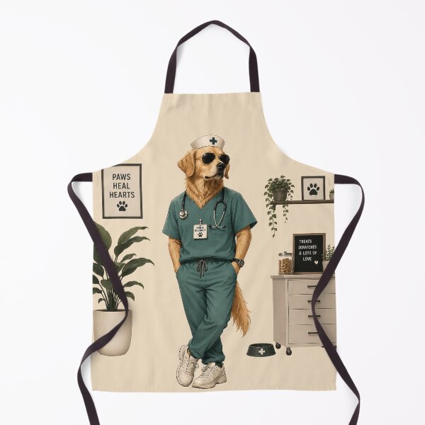 Item preview, Golden Retriever Nurse Funny Animal Art designed and sold by Furflix.