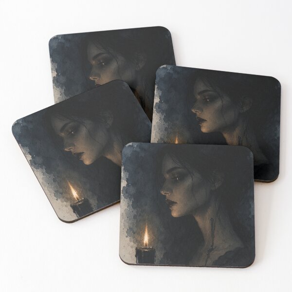 Item preview, Candlelit Shadow — Dark Gothic Watercolor Portrait designed and sold by GrabaHuk.