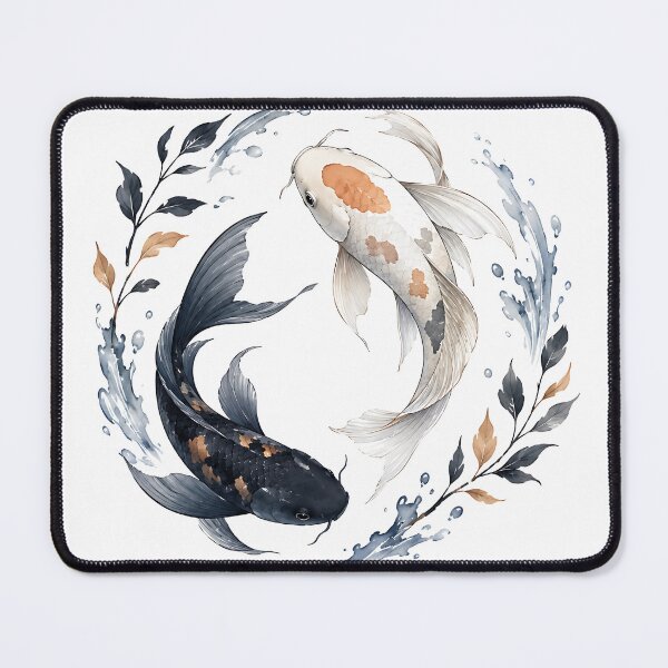 Item preview, Watercolor Yin Yang Koi Fish with Golden Leaves designed and sold by Jaideep Walia.