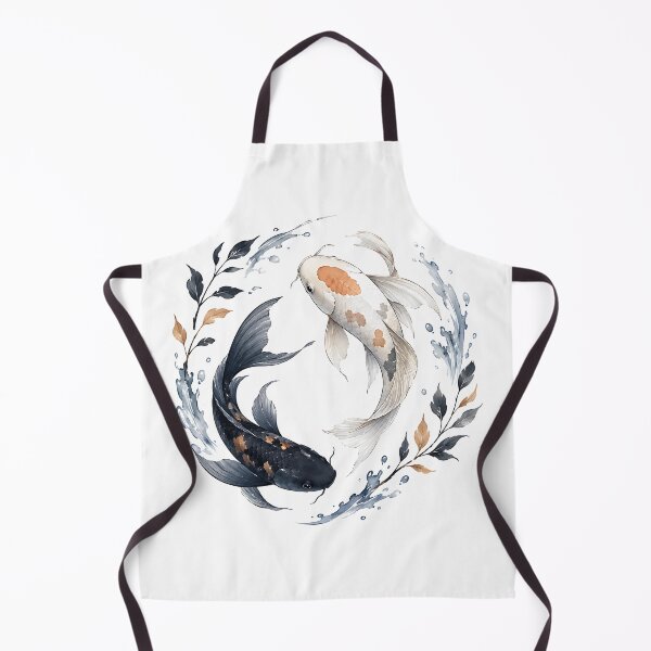 Item preview, Watercolor Yin Yang Koi Fish with Golden Leaves  designed and sold by Jaideep Walia.