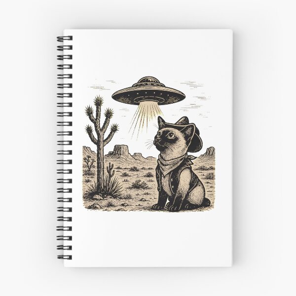Item preview, Cowboy Cat Abducted by UFO Desert Vintage Art designed and sold by OlyvieArt.