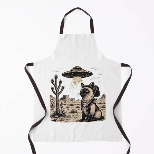 Item preview, Cowboy Cat Abducted by UFO Desert Vintage Art designed and sold by OlyvieArt.