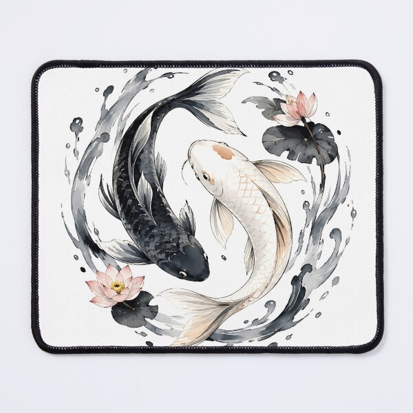 Item preview, Watercolor Yin Yang Koi Fish with Pink Lotus designed and sold by Jaideep Walia.