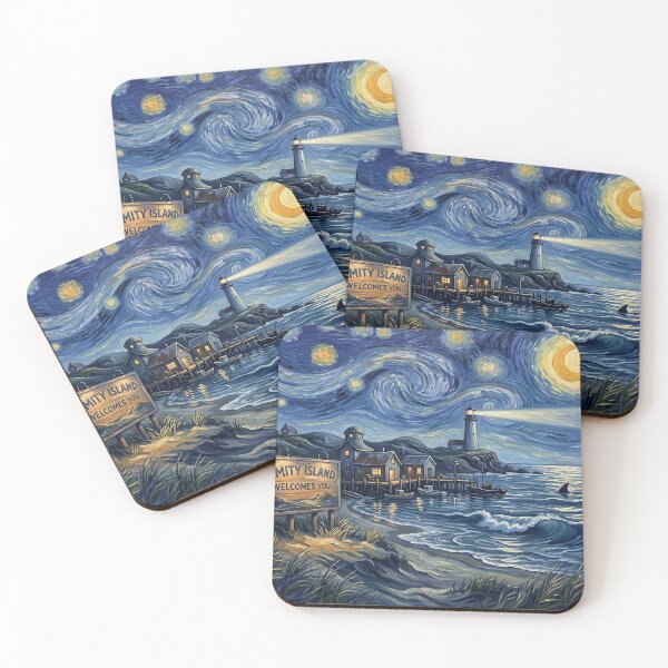 Item preview, Amity Island Welcomes You Starry Night Art designed and sold by Bad-Decisions-Designs.