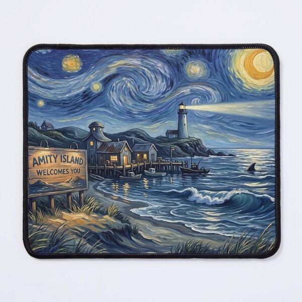 Item preview, Amity Island Welcomes You Starry Night Art designed and sold by Bad-Decisions-Designs.
