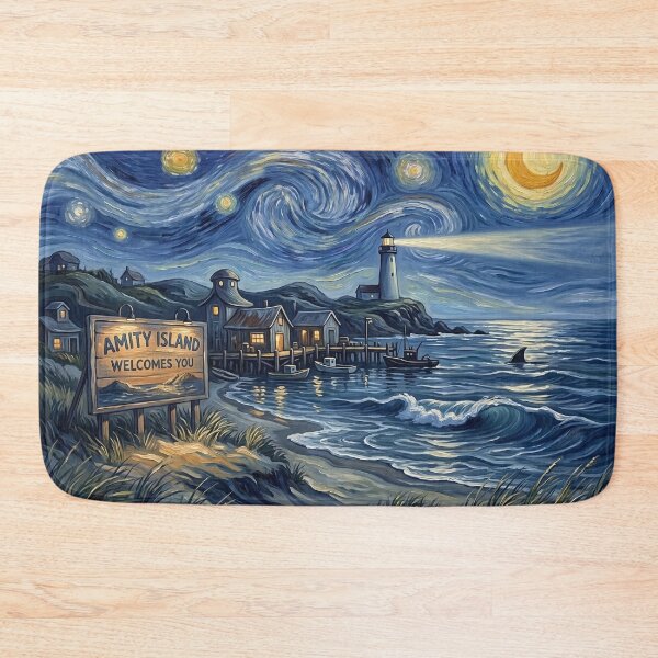 Item preview, Amity Island Welcomes You Starry Night Art designed and sold by Bad-Decisions-Designs.