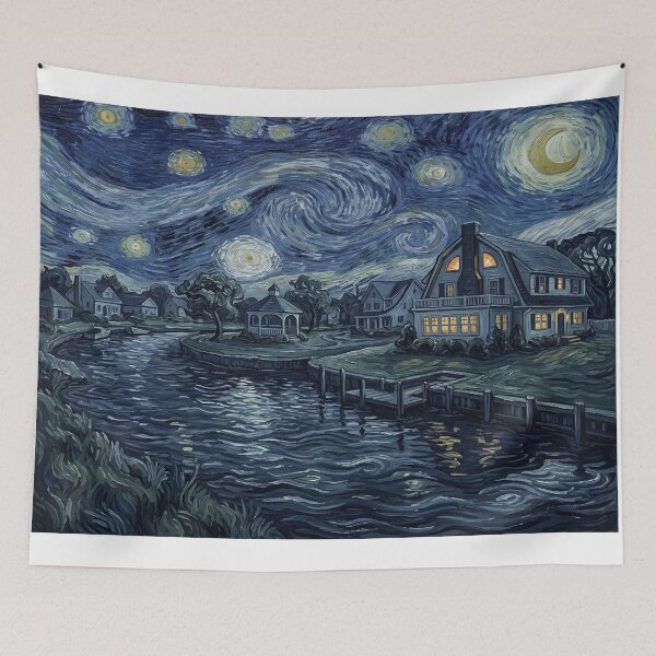 Item preview, Amityville Horror House Starry Night Art designed and sold by Bad-Decisions-Designs.