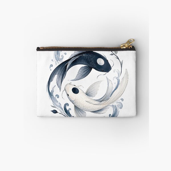 Item preview, Watercolor Yin Yang Koi Fish with Blue Vine Leaves  designed and sold by Jaideep Walia.