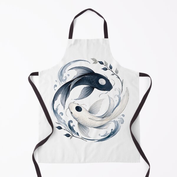 Item preview, Watercolor Yin Yang Koi Fish with Blue Vine Leaves designed and sold by Jaideep Walia.