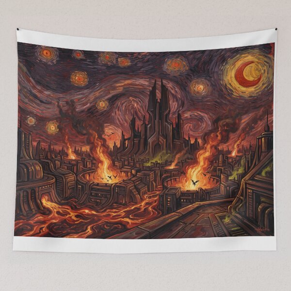 Item preview, Apokolips Starry Night Comic Art Landscape designed and sold by Bad-Decisions-Designs.