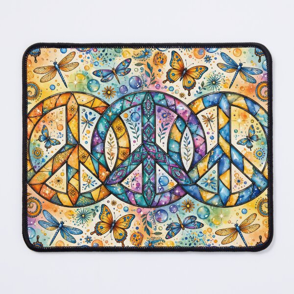 Item preview, Hippie Stained Glass Peace & Butterfly - Watercolor Boho Festival designed and sold by Ela Art Space .