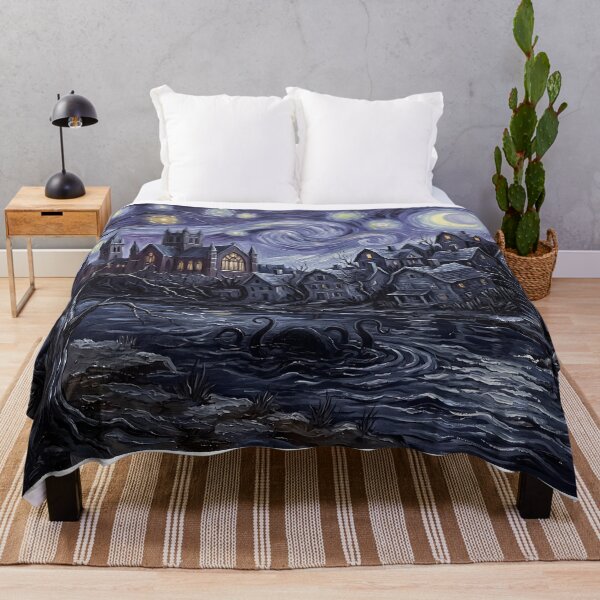 Item preview, Arkham Massachusetts Starry Night Lovecraft Landscape designed and sold by Bad-Decisions-Designs.