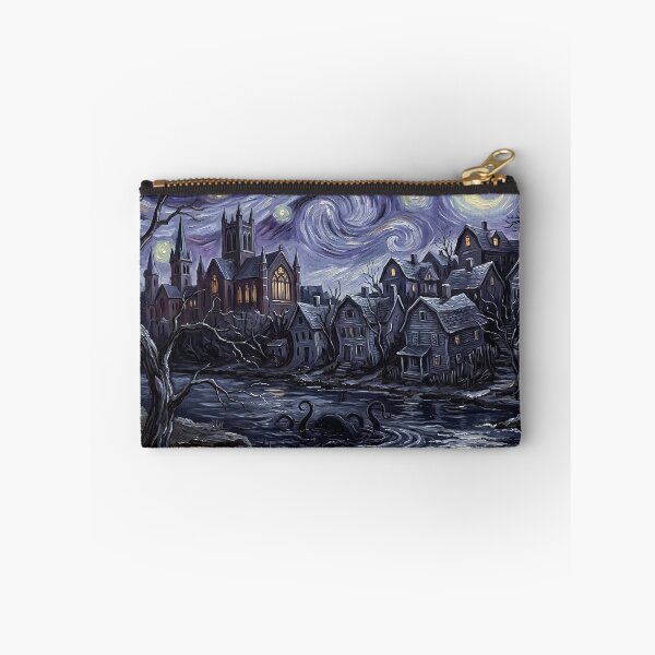 Item preview, Arkham Massachusetts Starry Night Lovecraft Landscape designed and sold by Bad-Decisions-Designs.
