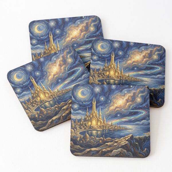 Item preview, Asgard Starry Night Marvel Comic Landscape designed and sold by Bad-Decisions-Designs.