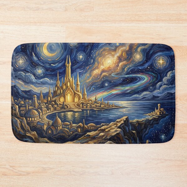 Item preview, Asgard Starry Night Marvel Comic Landscape designed and sold by Bad-Decisions-Designs.
