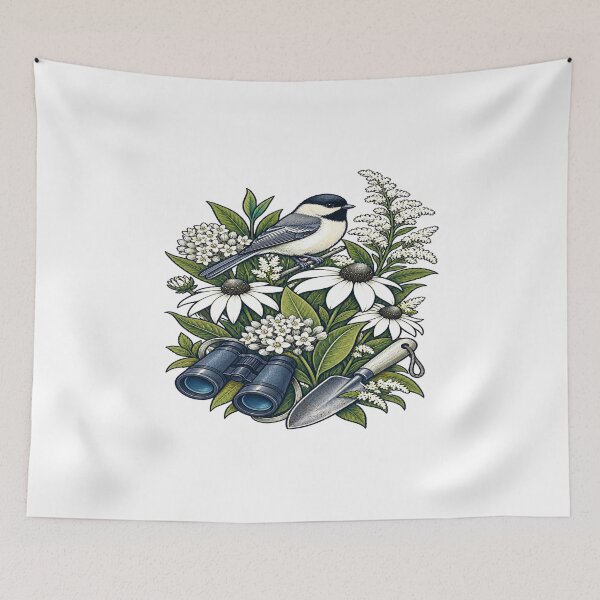 Item preview, Chickadee in the Native Garden designed and sold by UrbanCanvvas.
