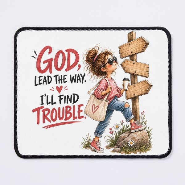 Item preview, God Lead The Way I'll Find Trouble | Almost Perfect Co. Watercolor Faith Humor designed and sold by NUVYStudio.