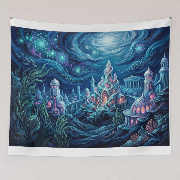 Item preview, Atlantis Starry Night Underwater Landscape designed and sold by Bad-Decisions-Designs.