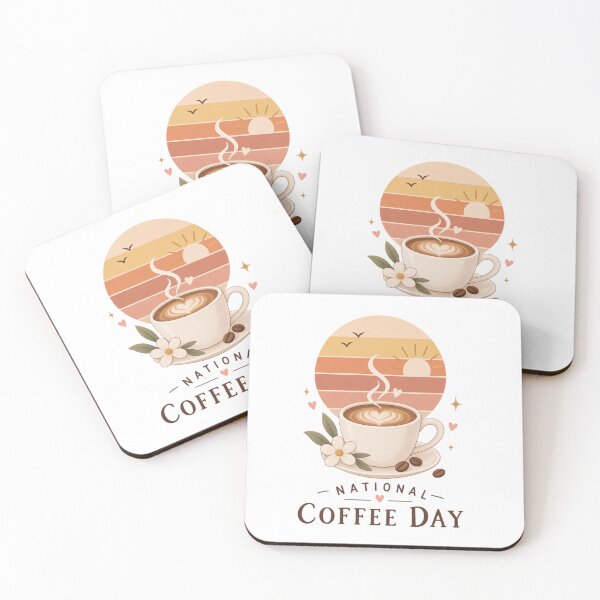 Item preview, National Coffee Day Retro Sunset Cup designed and sold by Doodle Souq.