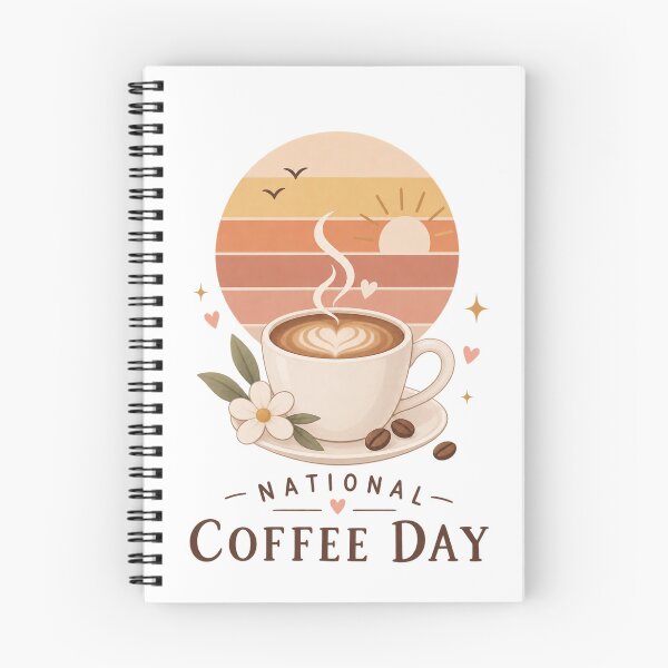 Item preview, National Coffee Day Retro Sunset Cup designed and sold by Doodle Souq.