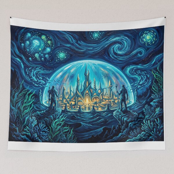 Item preview, Atlantis Starry Night DC Comics Landscape designed and sold by Bad-Decisions-Designs.