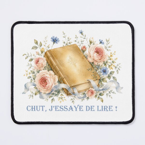 Item preview, Chut j'essaye de lire French Floral watercolor Book lover designed and sold by Anne Londez Studio.