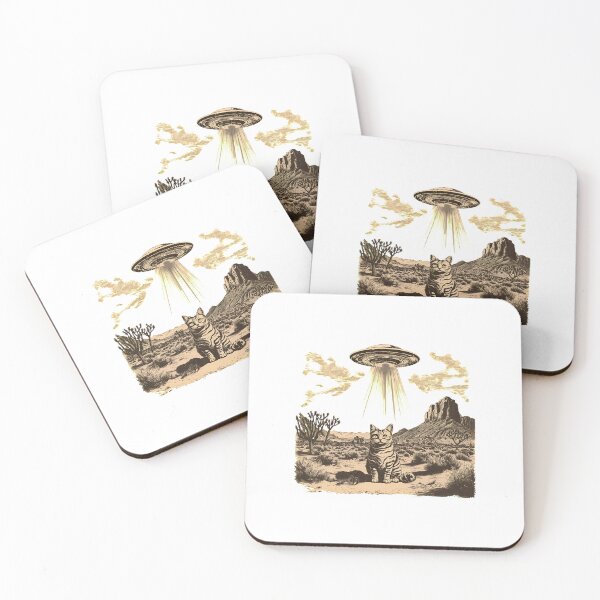Item preview, Cat UFO Desert Vintage Engraving Art designed and sold by OlyvieArt.
