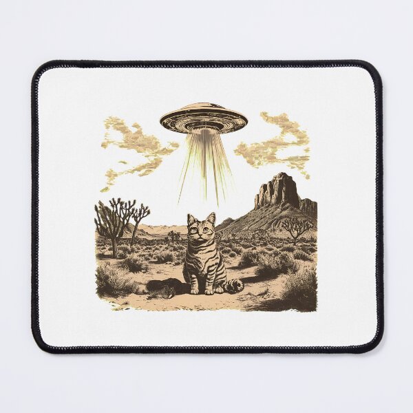 Item preview, Cat UFO Desert Vintage Engraving Art designed and sold by OlyvieArt.