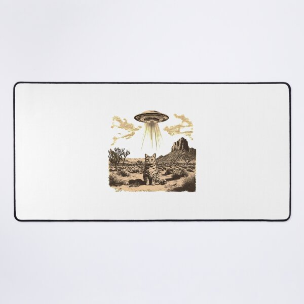 Item preview, Cat UFO Desert Vintage Engraving Art designed and sold by OlyvieArt.