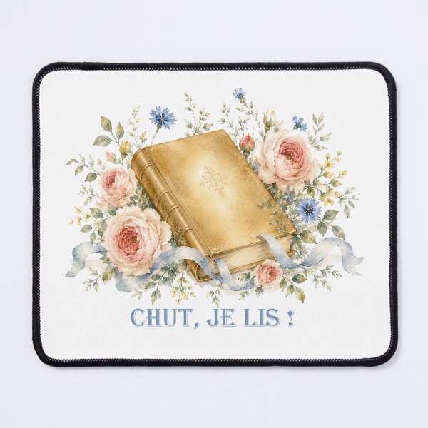 Item preview, Chut je lis French Floral watercolor Book lover designed and sold by Anne Londez Studio.