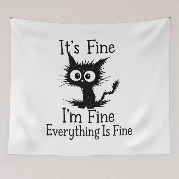 Item preview, Fluffy Cat It's Fine I'm Fine Everything Is Fine designed and sold by OlyvieArt.
