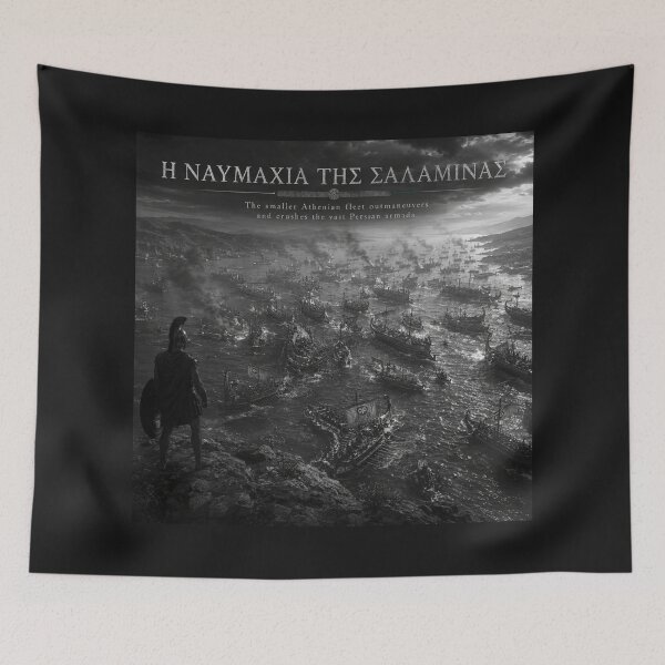 Item preview, Battle of Salamis – Ancient Greece Naval Victory Black & White designed and sold by Ancient-Era.