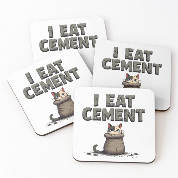 Item preview, I eat cement funny meme cat cartoon  designed and sold by Panya-Design.