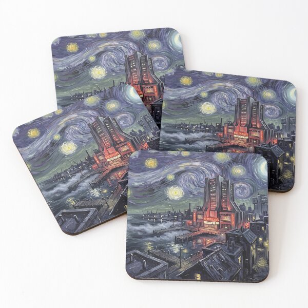 Item preview, Bludhaven Starry Night Comic Art Landscape designed and sold by Bad-Decisions-Designs.