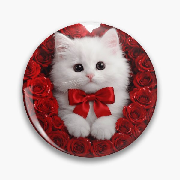Item preview, Adorable White Kitten in Red Rose Heart designed and sold by AmirArtisanVibe.