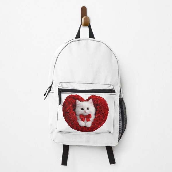 Item preview, Adorable White Kitten in Red Rose Heart designed and sold by AmirArtisanVibe.