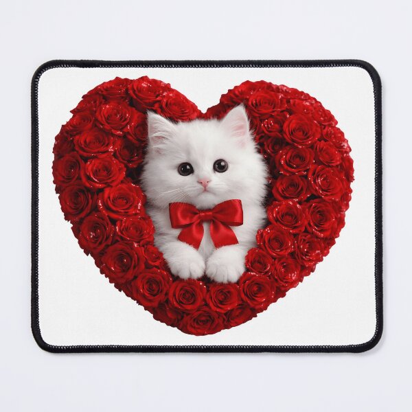 Item preview, Adorable White Kitten in Red Rose Heart designed and sold by AmirArtisanVibe.
