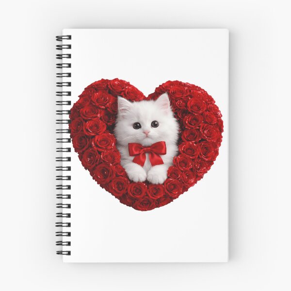 Item preview, Adorable White Kitten in Red Rose Heart designed and sold by AmirArtisanVibe.