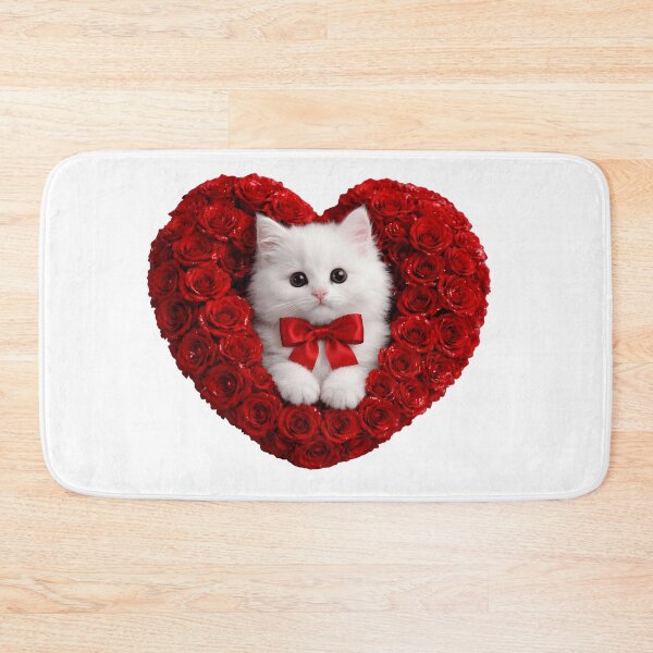Item preview, Adorable White Kitten in Red Rose Heart designed and sold by AmirArtisanVibe.