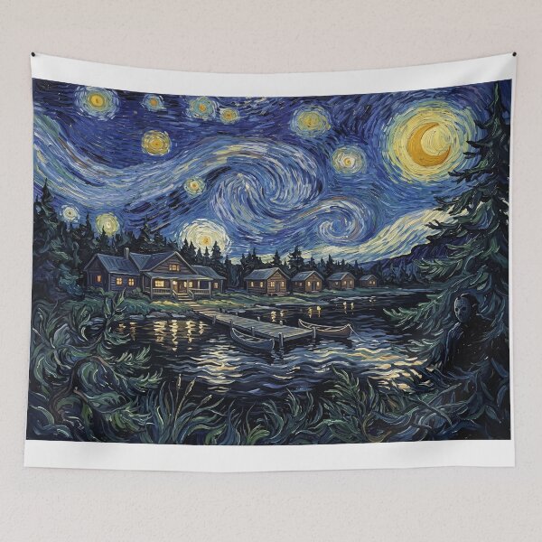 Item preview, Camp Crystal Lake Starry Night Horror Landscape designed and sold by Bad-Decisions-Designs.