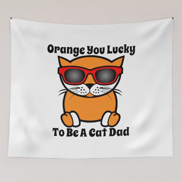 Item preview, Orange You Lucky Cat Dad Pun Cute Cat designed and sold by OlyvieArt.
