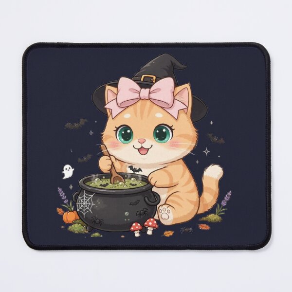 Item preview, Witch Luna Brewing Potion - Cute Halloween Cauldron Cat designed and sold by Moody Vibes Studio.