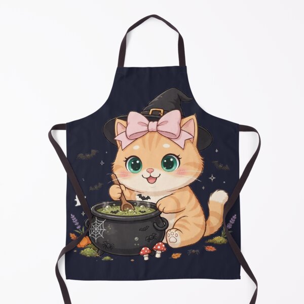 Item preview, Witch Luna Brewing Potion - Cute Halloween Cauldron Cat designed and sold by Moody Vibes Studio.