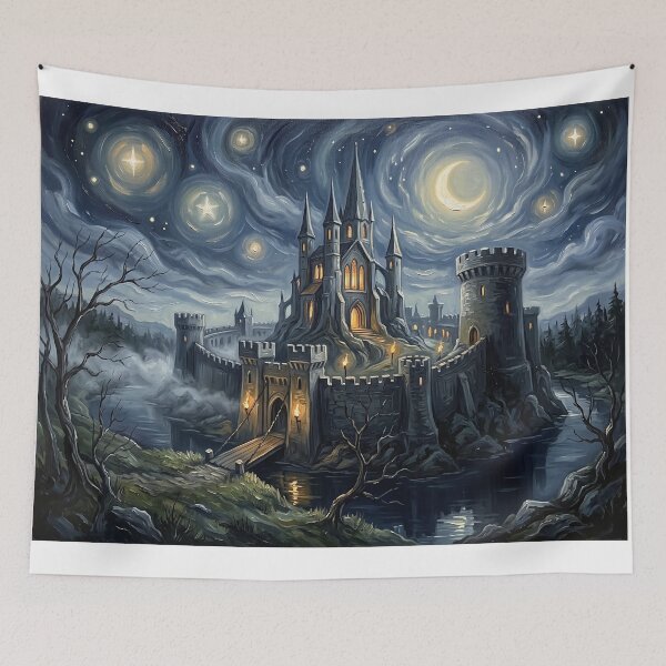 Item preview, Camelot Starry Night Medieval Landscape designed and sold by Bad-Decisions-Designs.