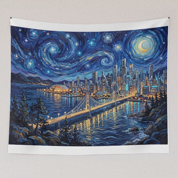 Item preview, Caprica City Starry Night Sci Fi Landscape designed and sold by Bad-Decisions-Designs.