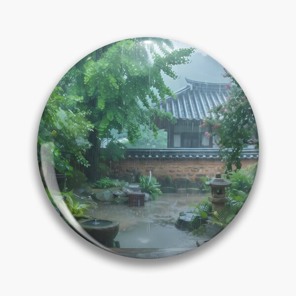 Item preview, Summer Green Shower over a Traditional Hanok: A Refreshing Moment on the Daecheongmaru designed and sold by SOOstudio73.