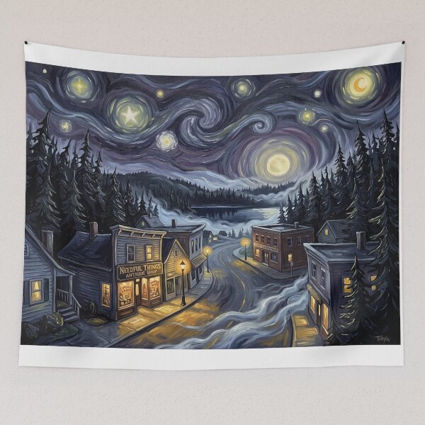 Item preview, Castle Rock Starry Night Horror Landscape designed and sold by Bad-Decisions-Designs.
