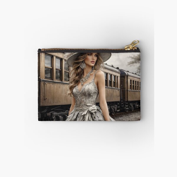 Item preview, Elegant Vintage Traveler Woman by Train – Victorian Fashion Travel Art Print designed and sold by Kaleidoscope Print.