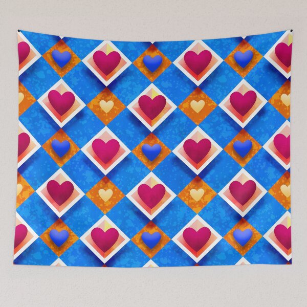 Item preview, Vibrant 3D Hearts & Diamond Geometric Pattern (Pop Art Valentine) designed and sold by NataliRubchik.