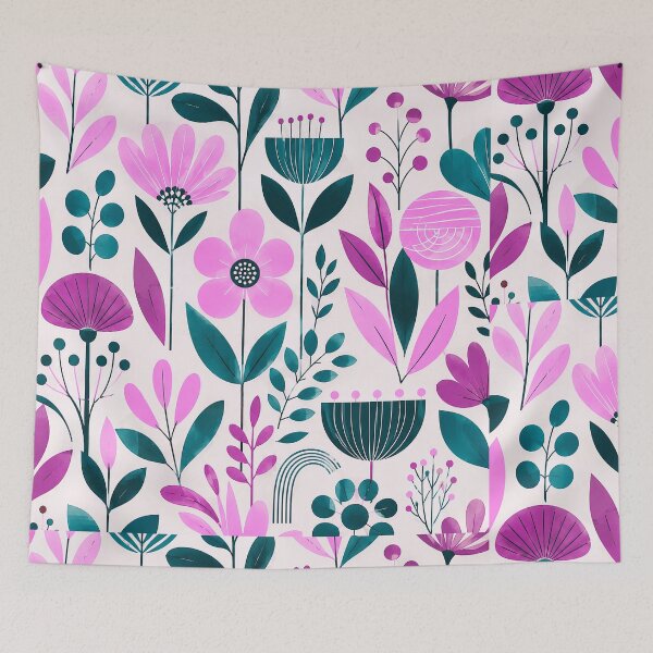 Item preview, Mid-Century Botanical Harmony – Retro Floral Pattern designed and sold by infinitearte.